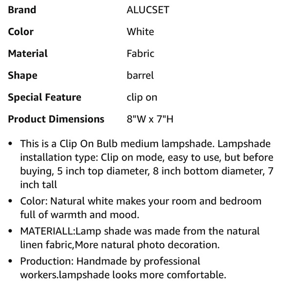 Small Lamp Shade Clip On Bulb for Candelabra Bulbs Barrel Fabric Lampshade - Picture 10 of 14